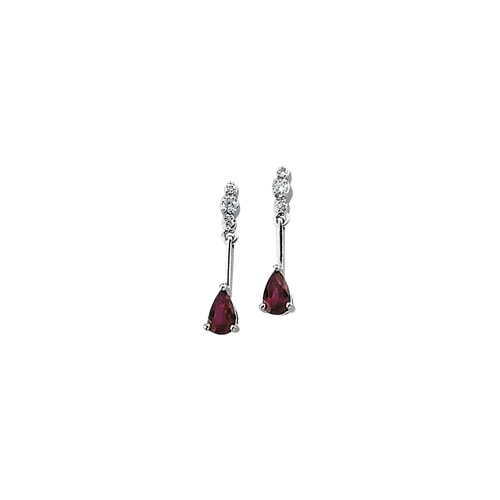 Hohu Natural Ruby 3 Prong  Diamond Earrings