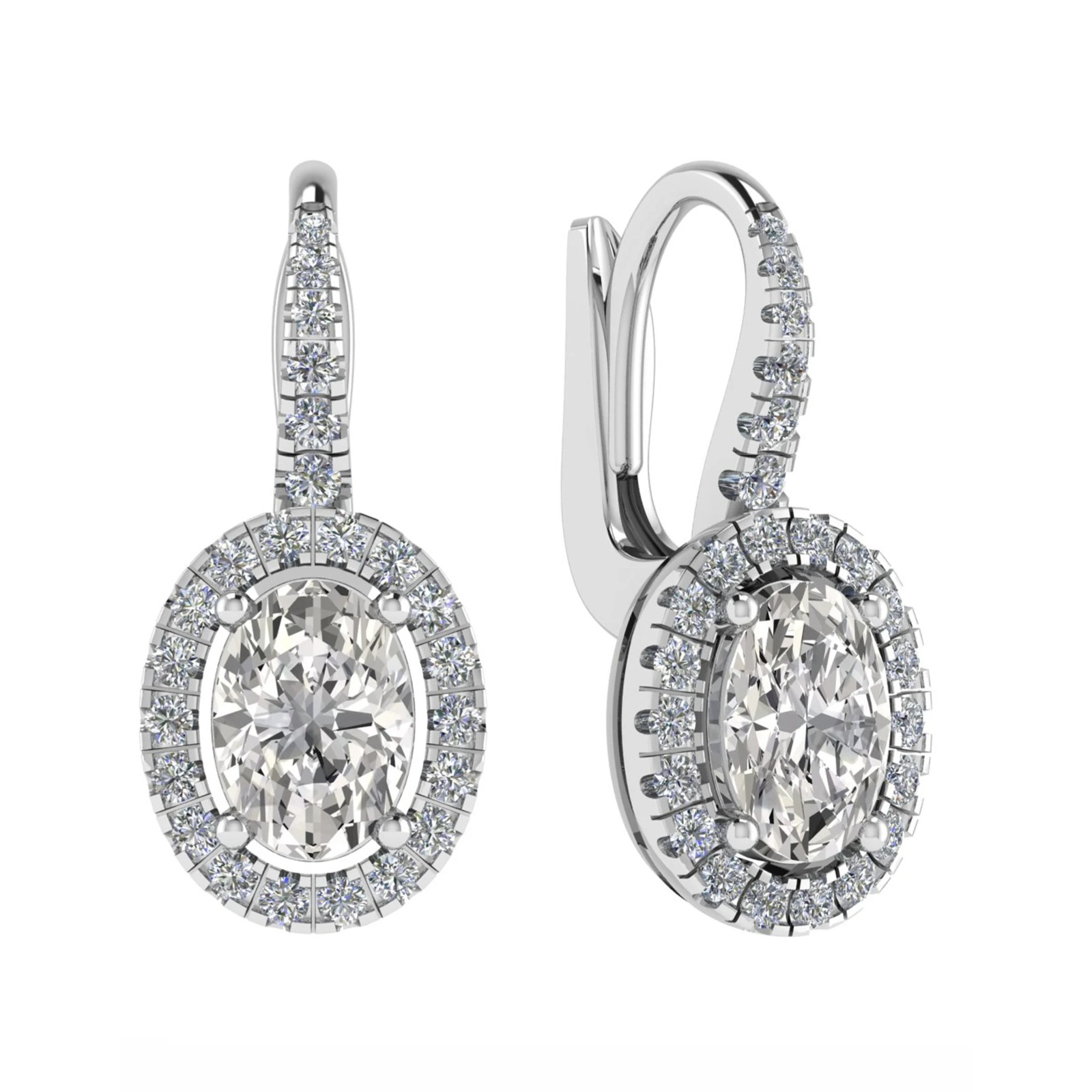 1 Ct Natural Oval Cut Kamiyah  Hoop Diamond Earrings in 9K White Gold
