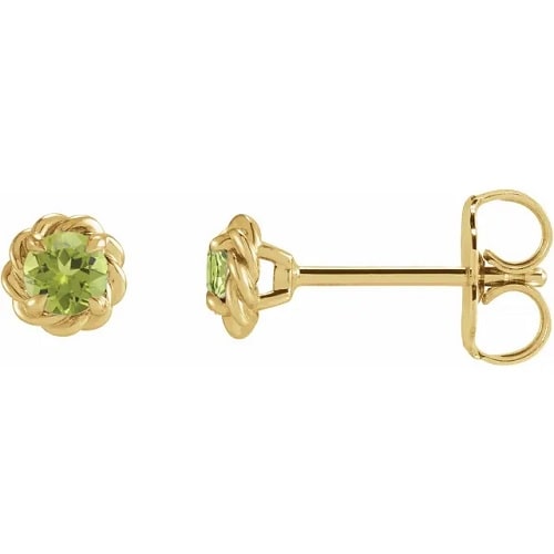 0.52 Ct Peridot Round Cut Fitche  Diamond Earrings in Silver 925