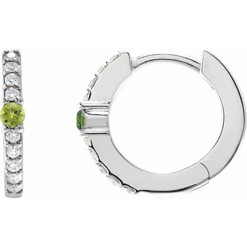0.28 Ct Peridot Round Cut Felienne  Diamond Earrings in Silver 925