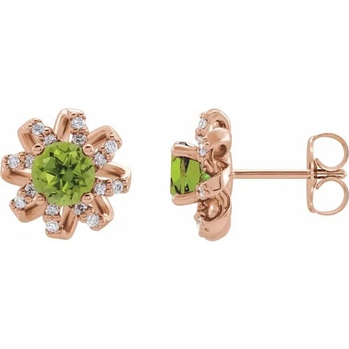 1.32 Ct Peridot Round Cut Flyta  Diamond Earrings in Silver 925