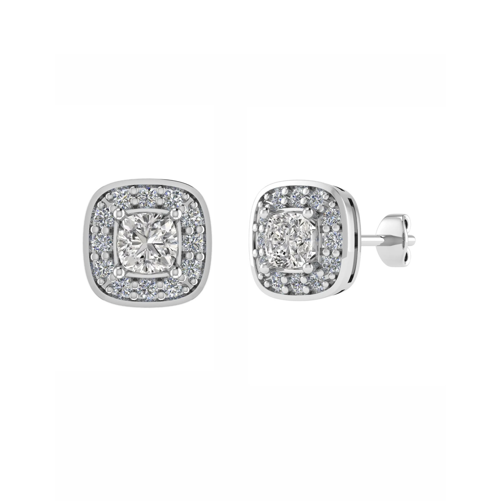 0.1 Ct Lab-Created Cushion Cut Jaleesa  Halo Diamond Earrings in Silver 925