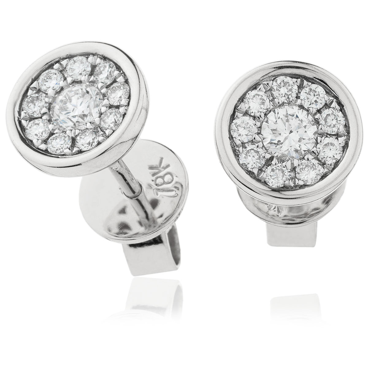 0.30 Carat Natural Round Diamond Cluster Earrings In 18k