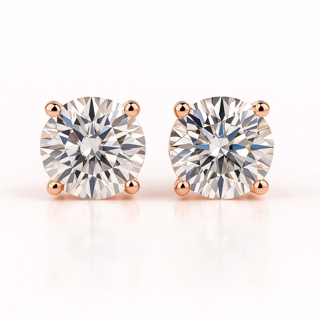 Juniper 4 Prong Basket Diamond Stud Earrings