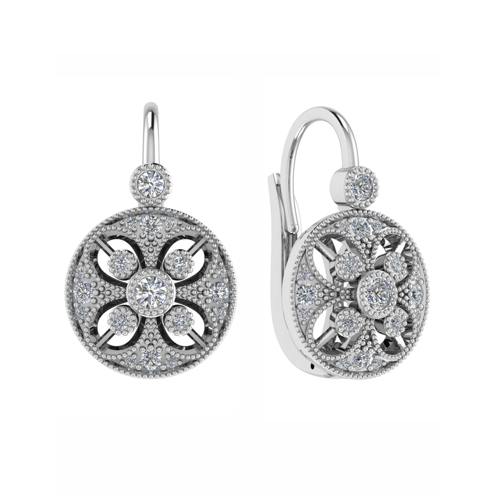 Kinslie Lab-Created Milgrain Set  Diamond Earrings