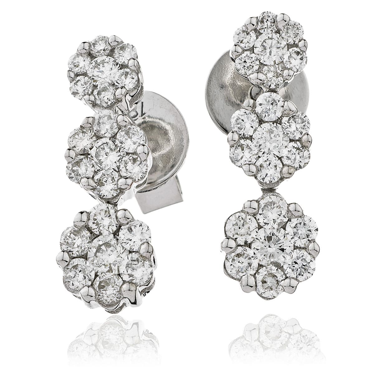 0.70 Carat Natural Round Pave Setting Diamond Journey Earrings