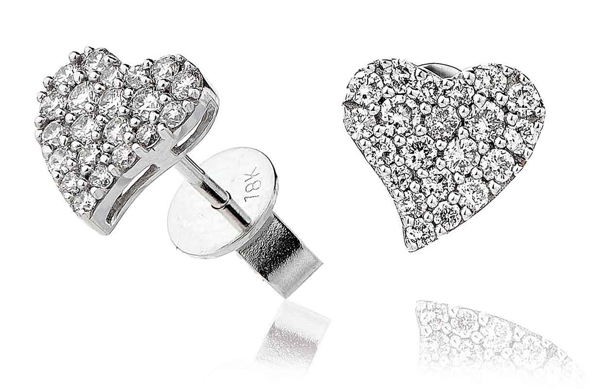 0.50 Carat Natural Round Diamond Heart Halo Stud Earrings