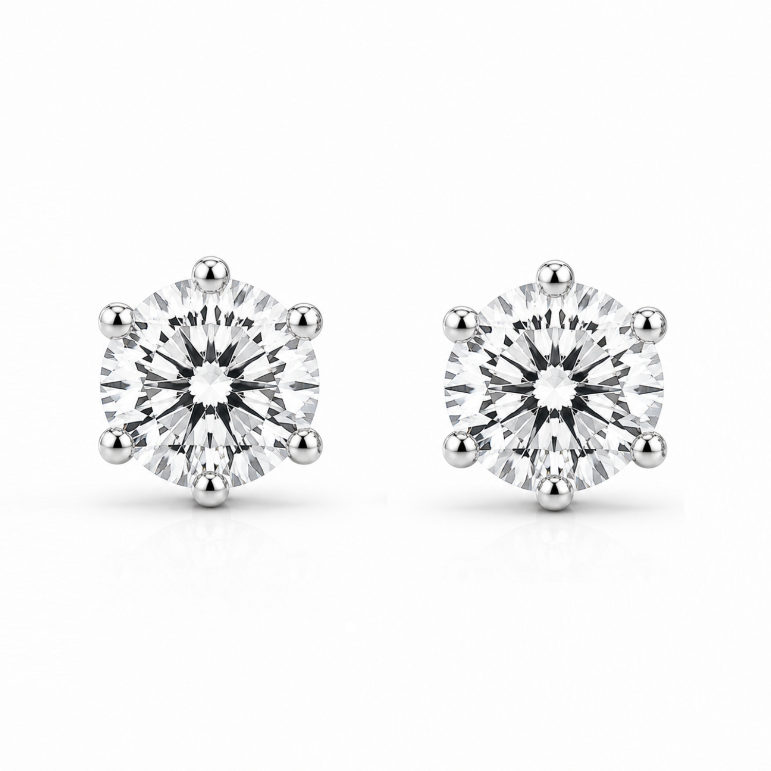Gardenia Round Cut 6 Prong Men’s Diamond Stud Earrings | Sunshine Diamonds