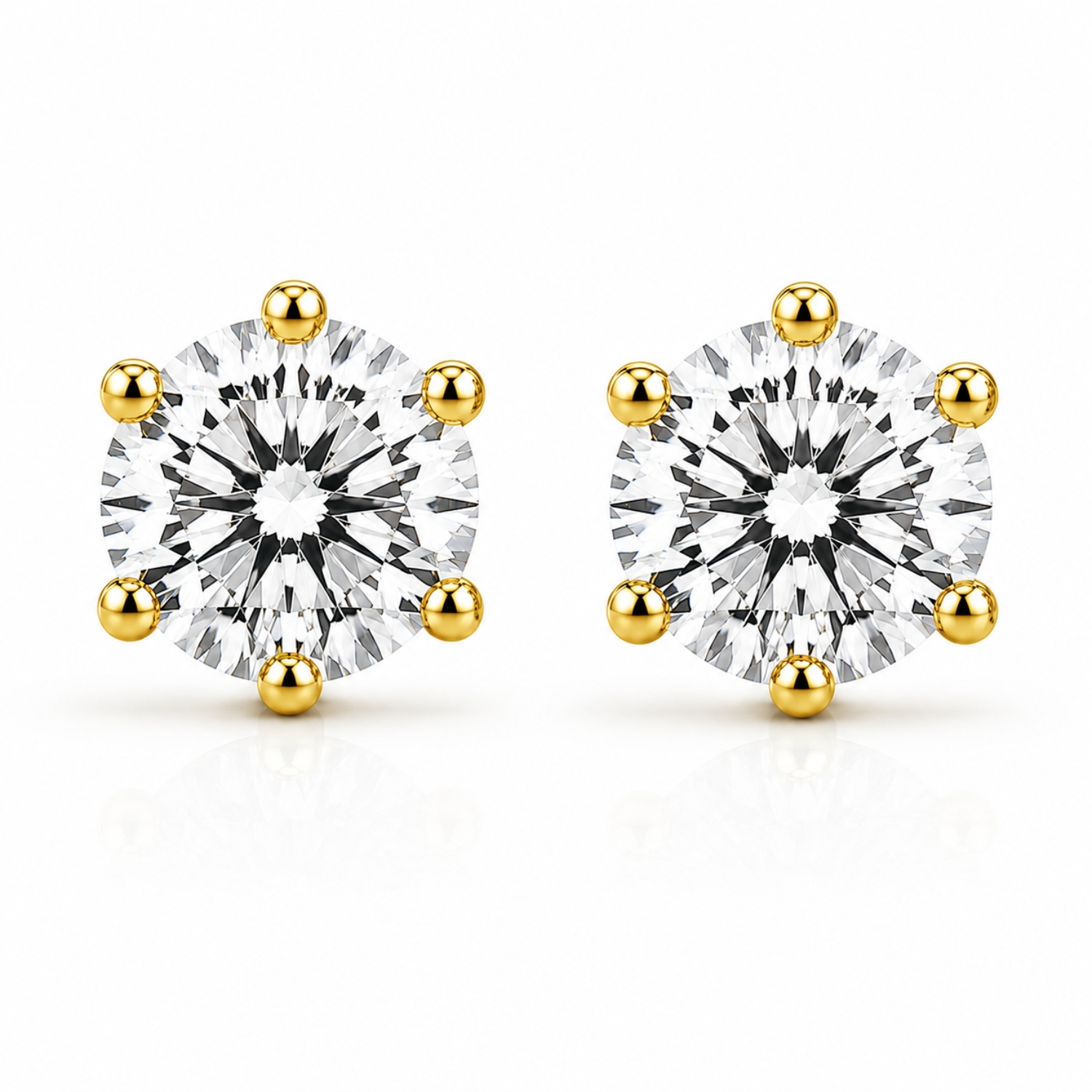 Gardenia Round Cut 6 Prong Men’s Diamond Stud Earrings | Sunshine Diamonds