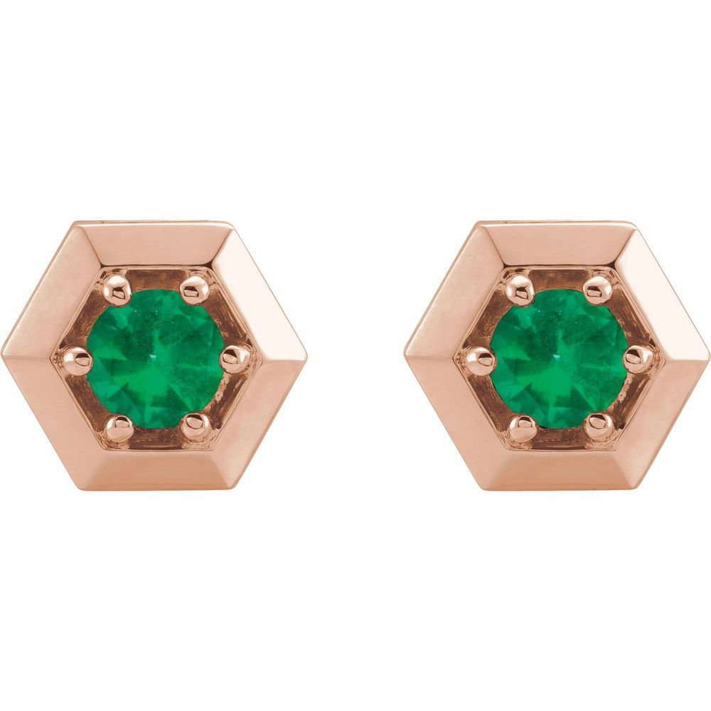 Herela Emerald 6 Prong  Diamond Earrings