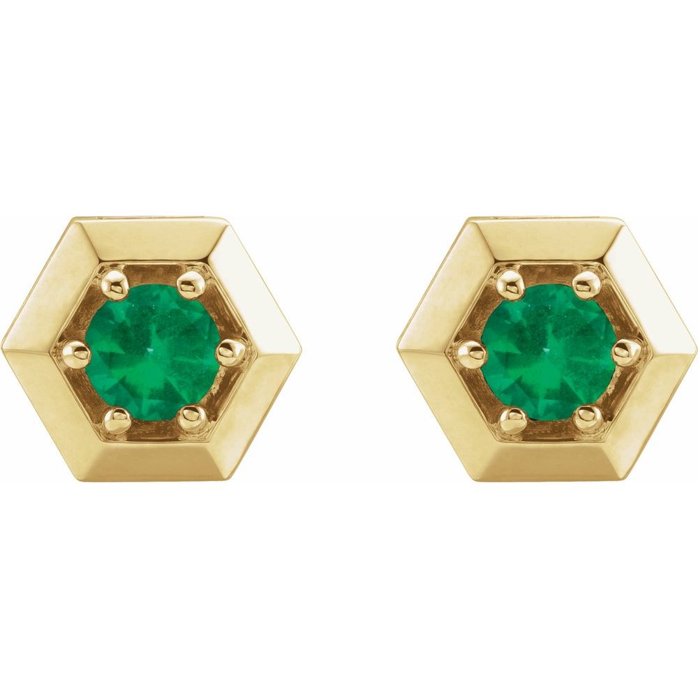 Herela Emerald 6 Prong  Diamond Earrings