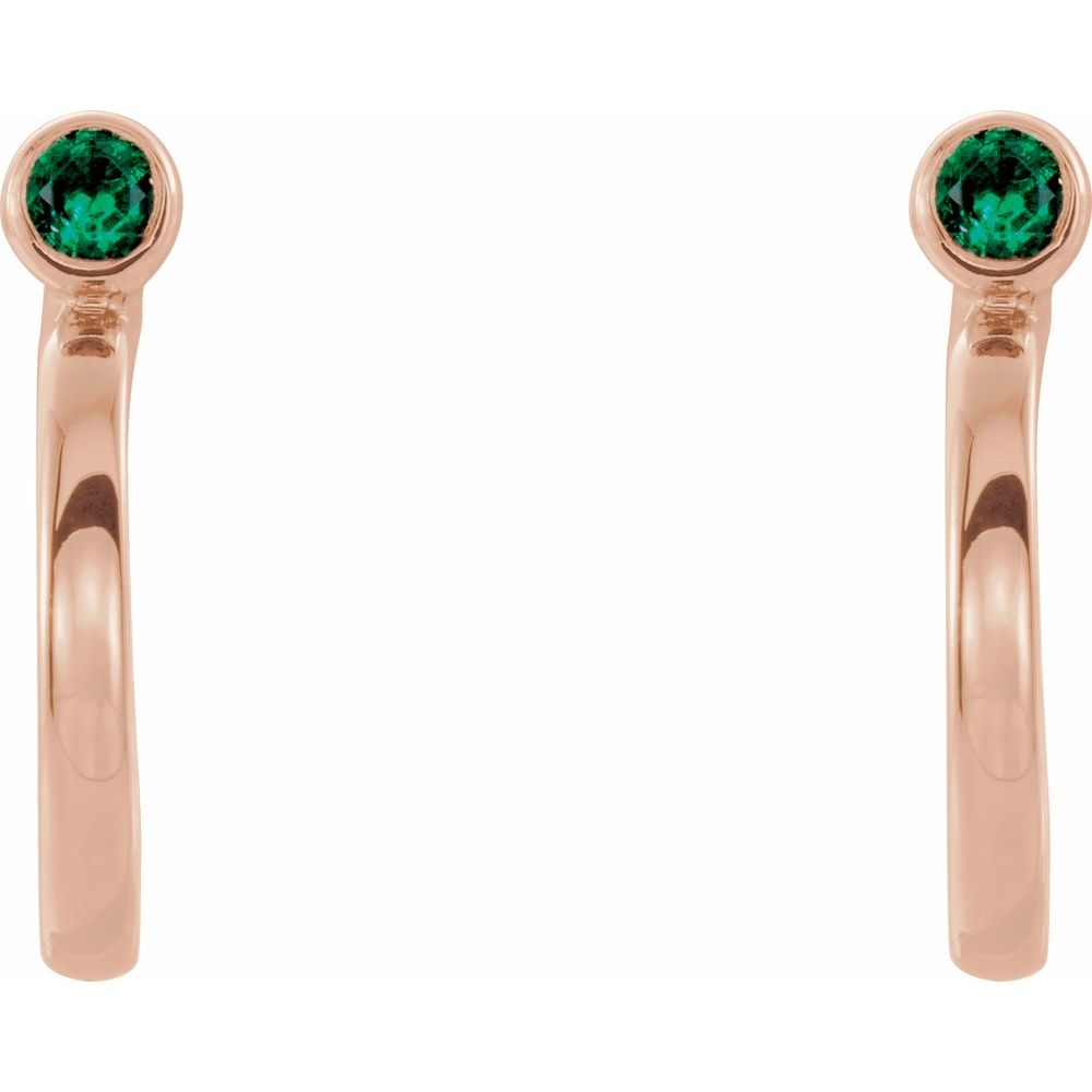 Hierytha Emerald Bezel Set  Diamond Earrings