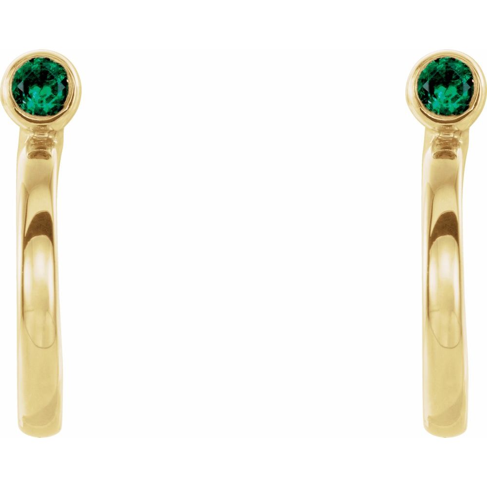 Hierytha Emerald Bezel Set  Diamond Earrings