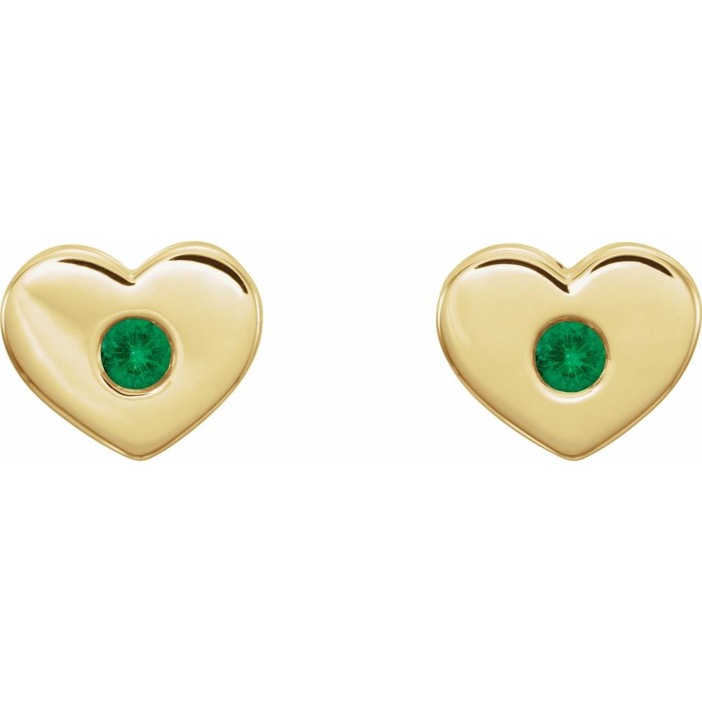 0.16 Carat Bezel Setting Round Shaped  Heart Designed Green Emerald Earring