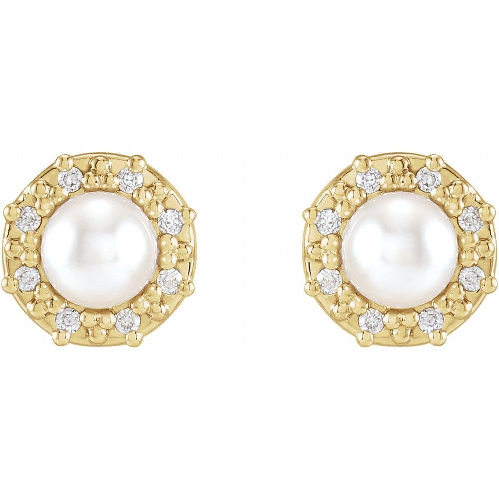 Pearl Round Cut Bukhdan  in 9K White Gold
