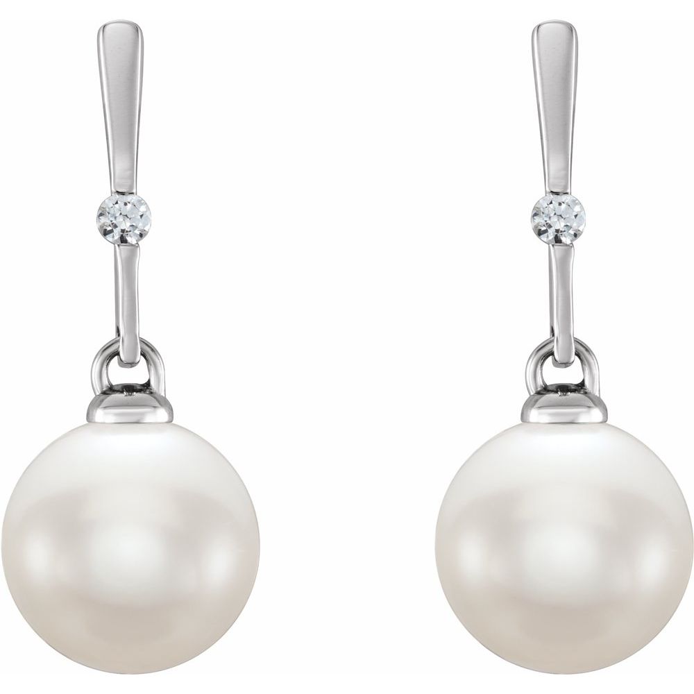 Pearl Round Cut Benesh  in 9K White Gold