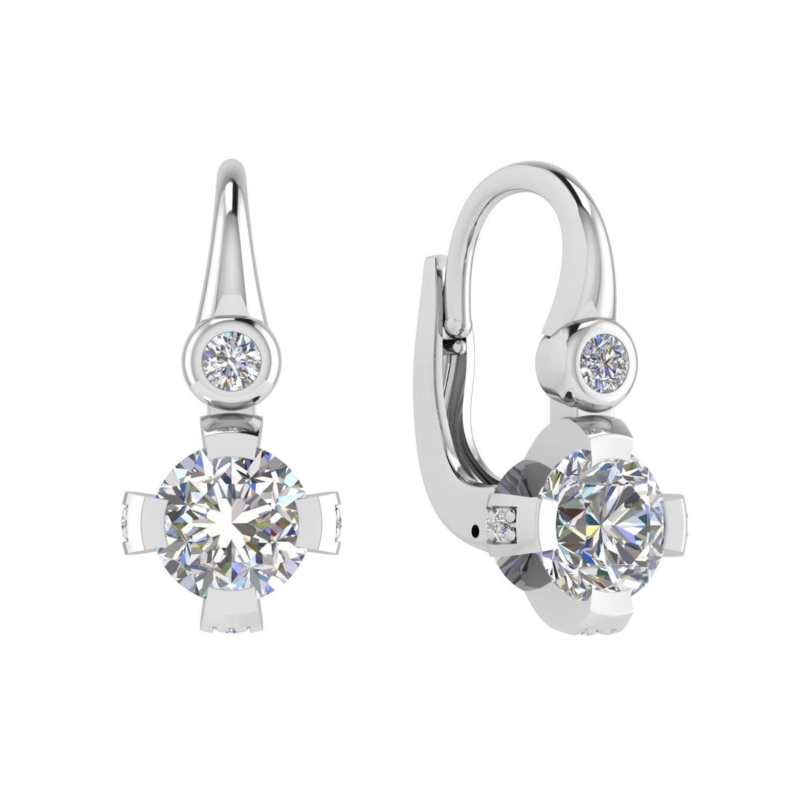2.5 Ct Natural Round Cut Friedah  Hoop Diamond Earrings in 9K White Gold