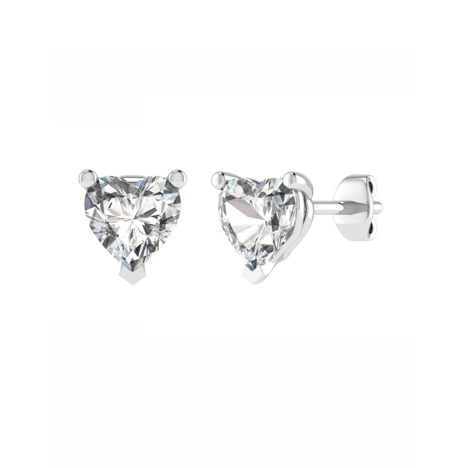 0.6 Ct Lab-Created Heart Cut Julieta  Studs Diamond Earrings in Silver 925