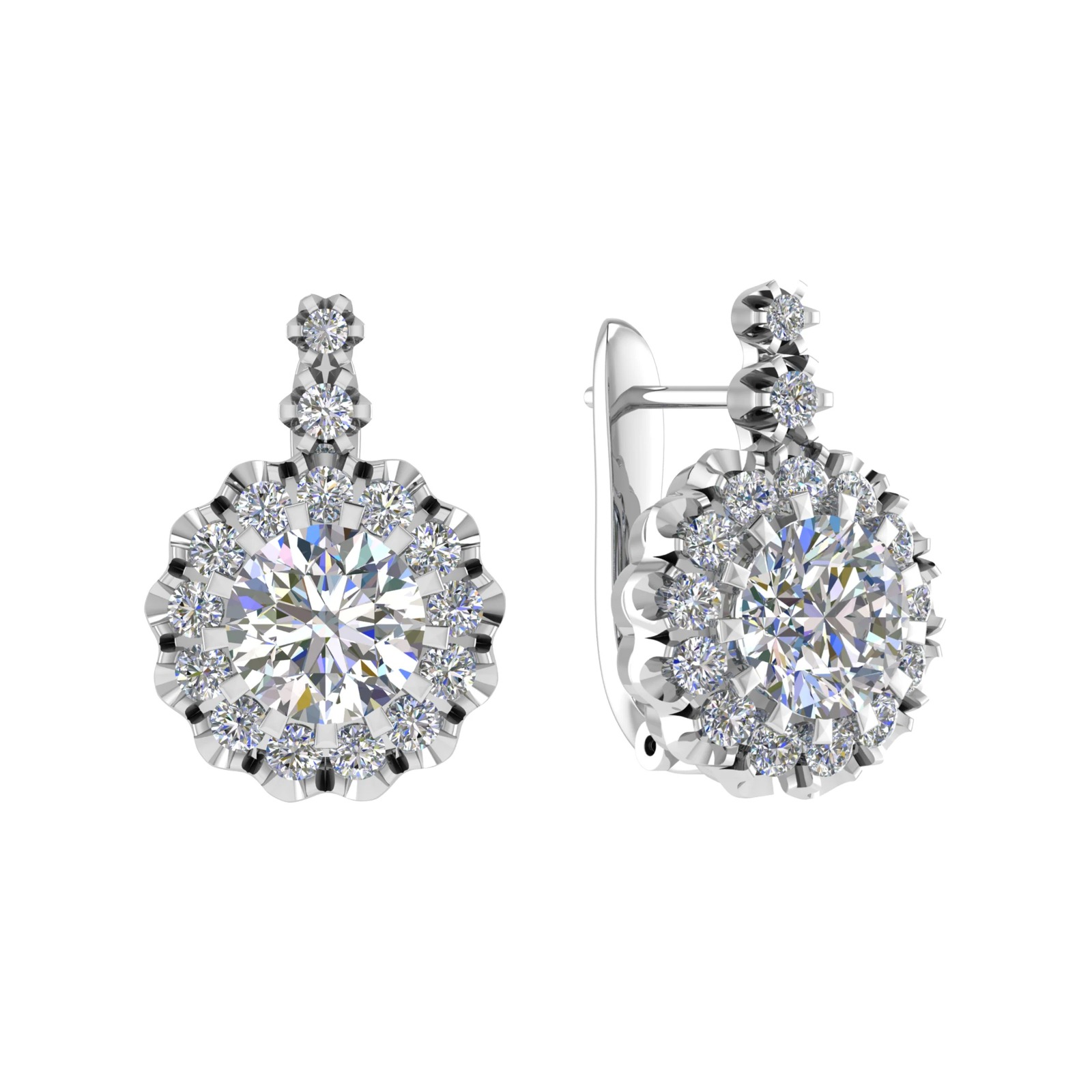 1.5 Ct Natural Round Cut Freware  Hoop Diamond Earrings in 9K White Gold