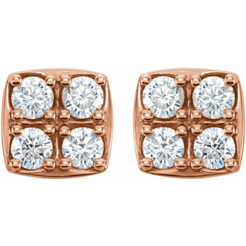 Natural Round Cut Fantasia  Cluster Diamond Earrings in 9K White Gold