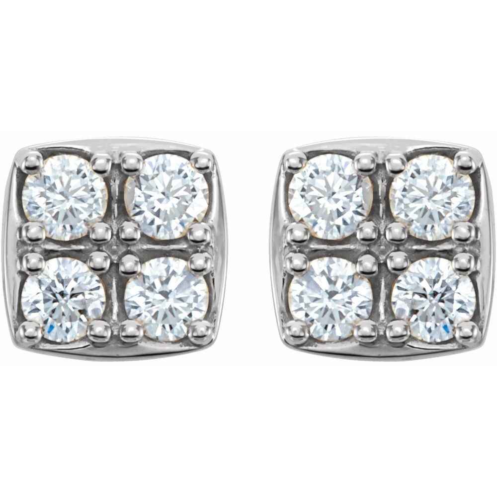 Natural Round Cut Fantasia  Cluster Diamond Earrings in 9K White Gold
