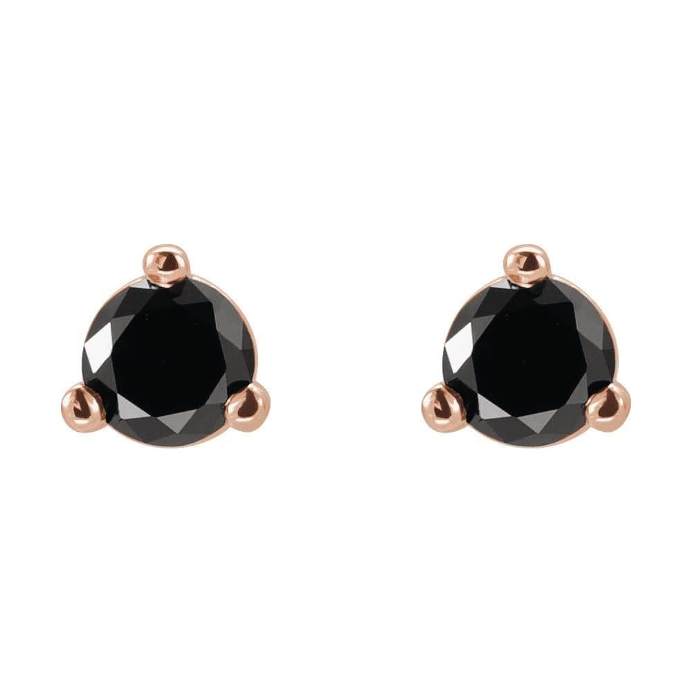Hazle Black 3 Prong  Diamond Earrings