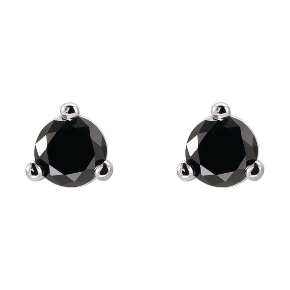 Hazle Black 3 Prong  Diamond Earrings