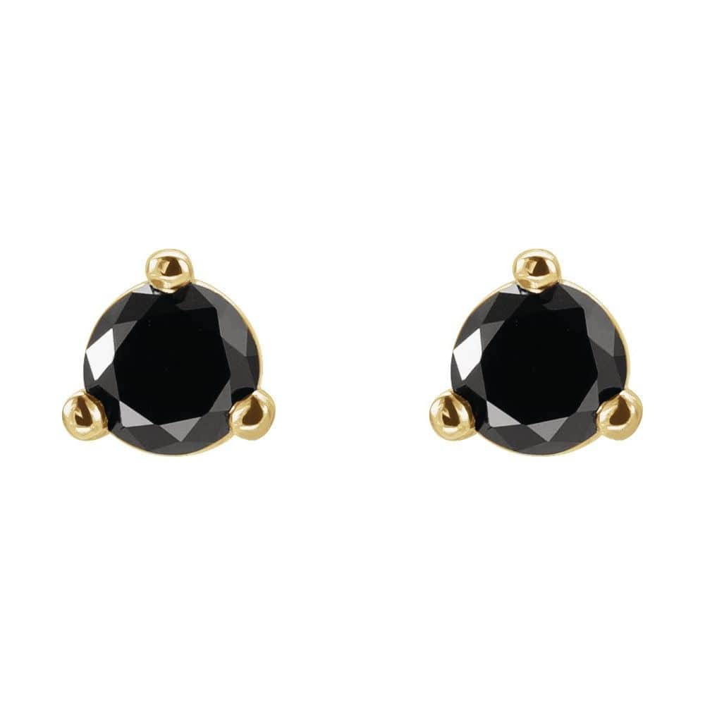 Hazle Black 3 Prong  Diamond Earrings