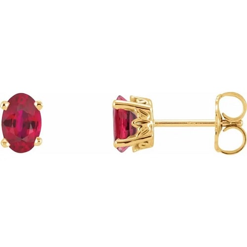 Huk Natural Ruby 4 Prong Set  Diamond Earrings