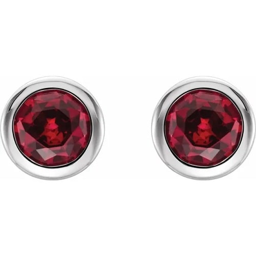 Holliston Natural Ruby Bezel Set  Diamond Earrings