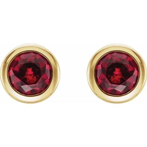 Holliston Natural Ruby Bezel Set  Diamond Earrings