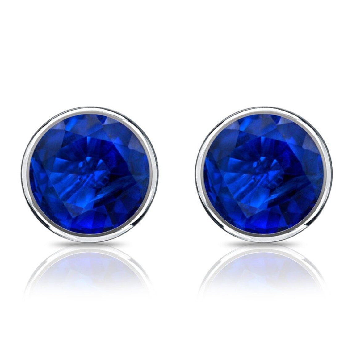 0.43 Ct Blue Sapphire Round Cut Alaia  in 9K White Gold