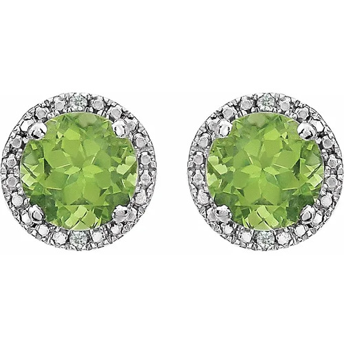 1.71 Ct Peridot Round Cut Alina  in 9K White Gold