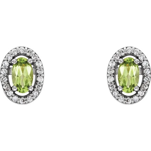 0.65 Ct Peridot Oval Cut Ada  in 9K White Gold