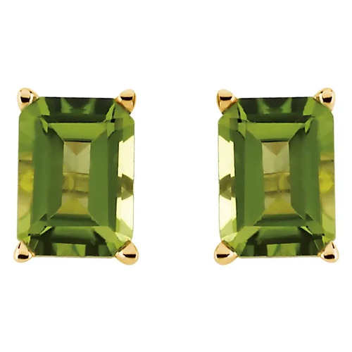 2 Ct Peridot Emerald Cut Alfia  in 9K White Gold