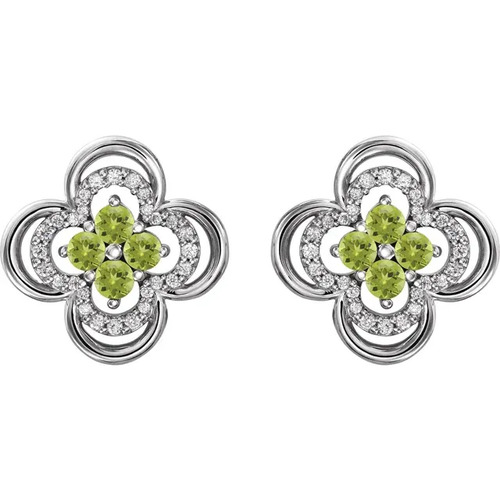 0.76 Ct Peridot Round Cut Auxilia  in 9K White Gold