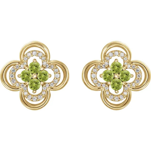0.76 Ct Peridot Round Cut Auxilia  in 9K White Gold