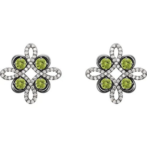 0.84 Ct Peridot Round Cut Alitha  in 9K White Gold