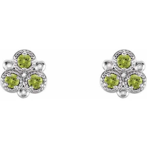 0.3 Ct Peridot Round Cut Aelis  in 9K White Gold