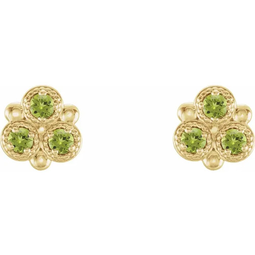 0.3 Ct Peridot Round Cut Aelis  in 9K White Gold