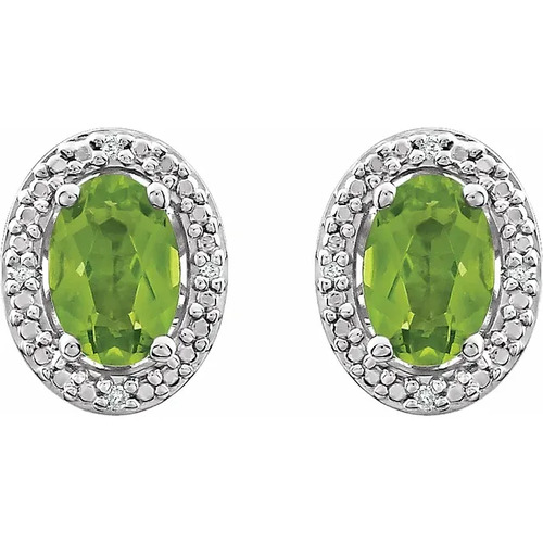 1.02 Ct Peridot Oval Cut Aithne  in 9K White Gold