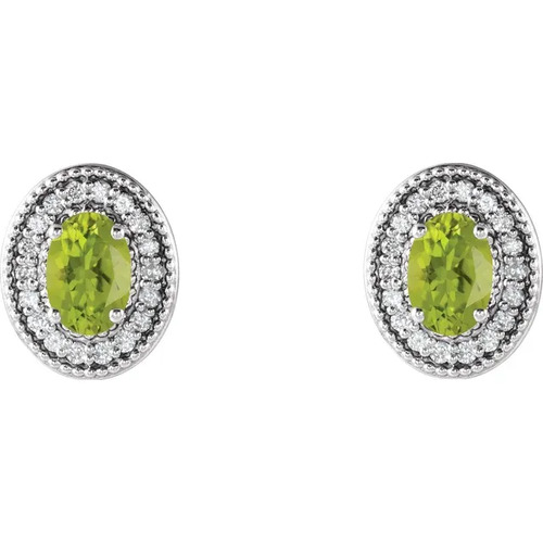 1.18 Ct Peridot Oval Cut Aroa  in 9K White Gold