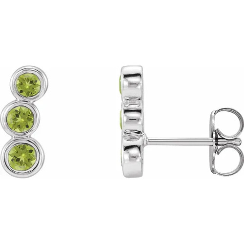 0.56 Ct Peridot Round Cut Felcy  Diamond Earrings in 9K White Gold