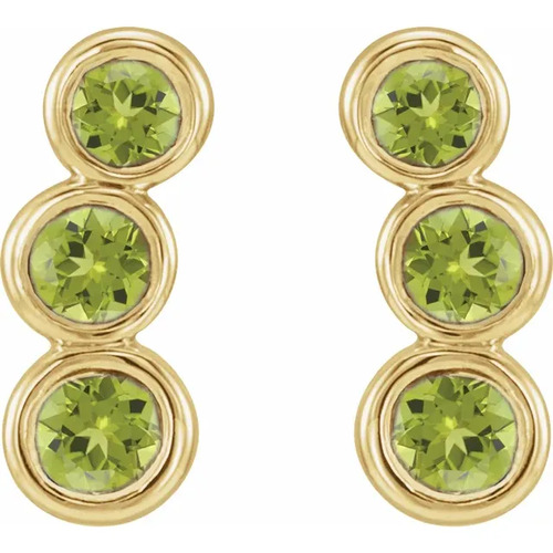 0.56 Ct Peridot Round Cut Felcy  Diamond Earrings in 9K White Gold