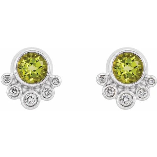 1.14 Ct Peridot Round Cut Aoibh  in 9K White Gold