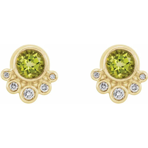 1.14 Ct Peridot Round Cut Aoibh  in 9K White Gold