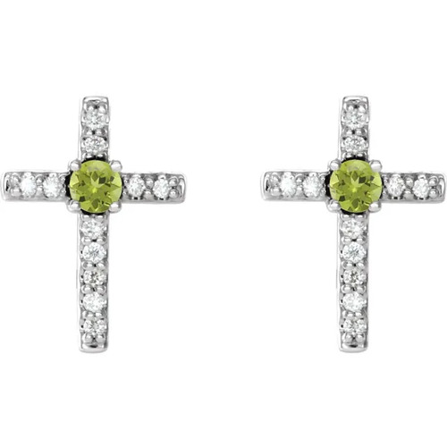 0.15 Ct Peridot Round Cut Frydah  Diamond Earrings in 9K White Gold