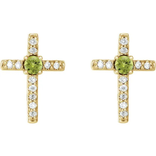 0.15 Ct Peridot Round Cut Frydah  Diamond Earrings in 9K White Gold