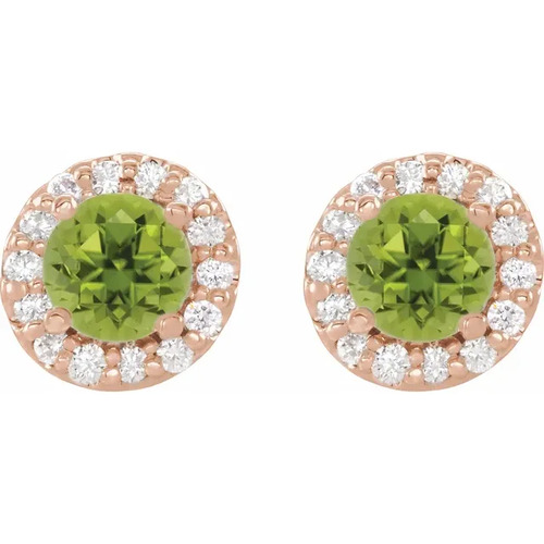 1.28 Ct Peridot Round Cut Aishe  in 9K White Gold