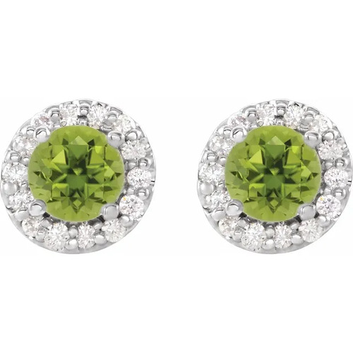 1.28 Ct Peridot Round Cut Aishe  in 9K White Gold